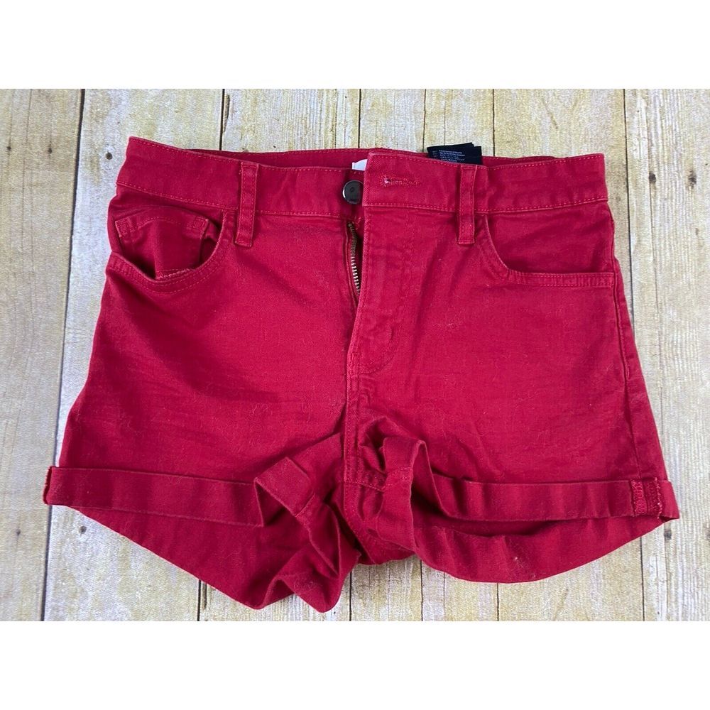 H&M Red Women's Rolled Hem Denim Shorts